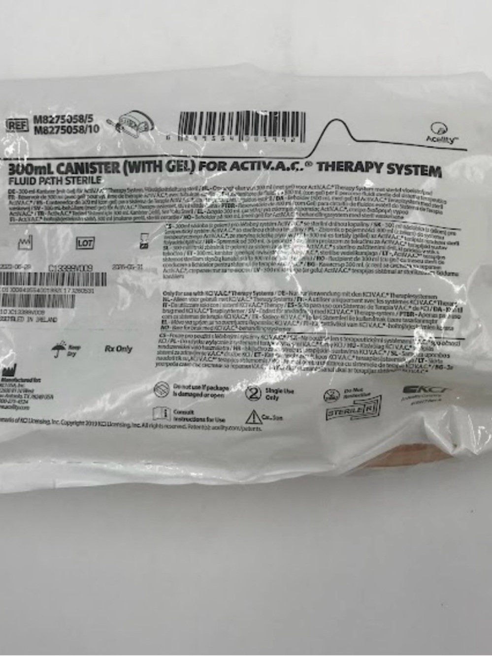 Activ.A.C. 300mL Therapy Canister - Clear with Beige Gel